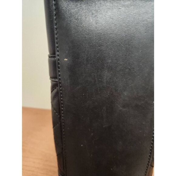 MICHAEL KORS HAMILTON BLACK QUILT LEATHER GOLD LOCK & KEY EW SATCHEL BAG. - Picture 10 of 11